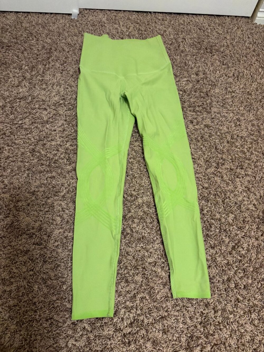 Fanka Body Sculpt Leggings Estimated Sz Medium Neon Chartreuse Green Reversible